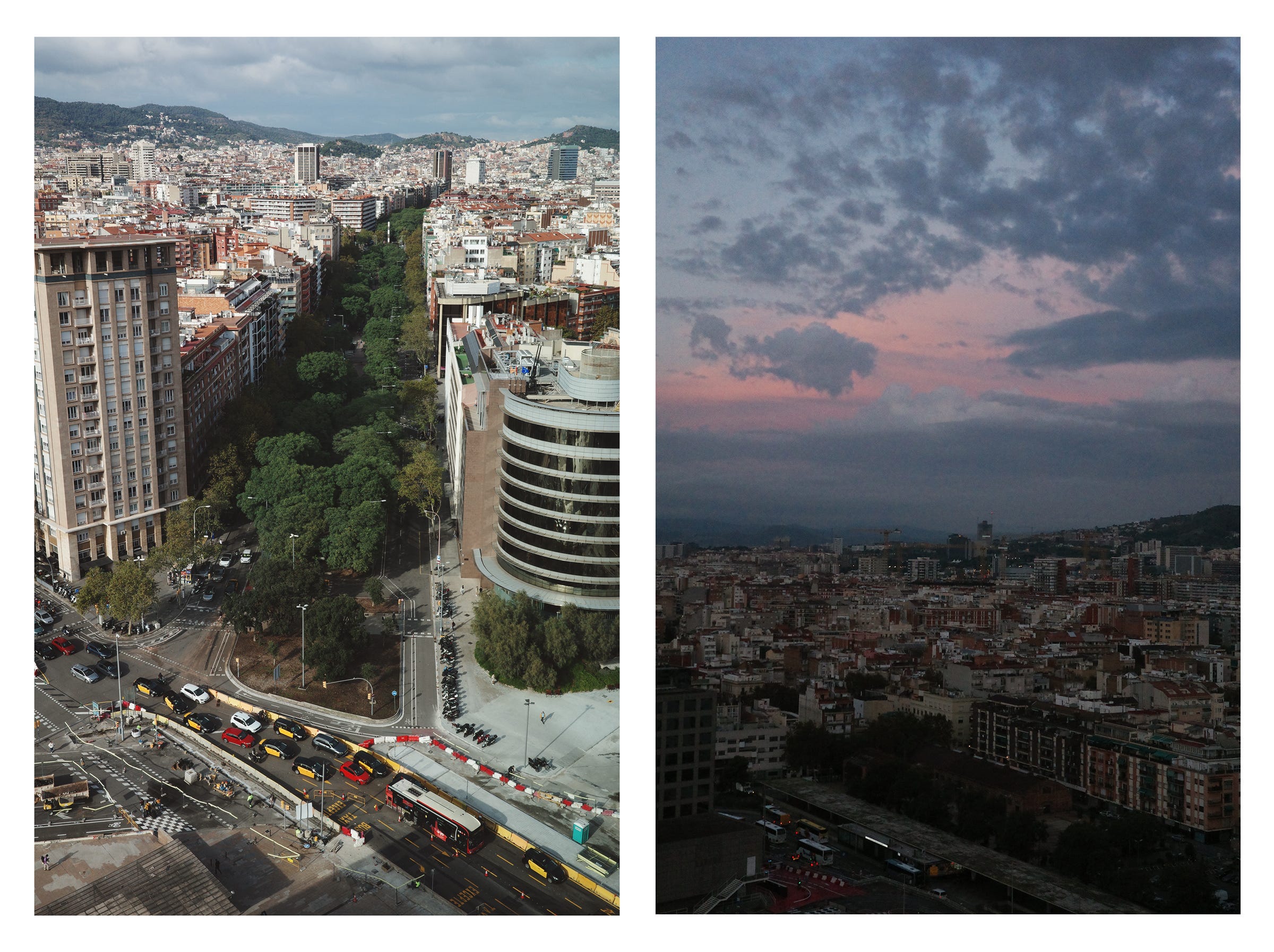 Two views, 18 hours apart. Barcelona, 2024