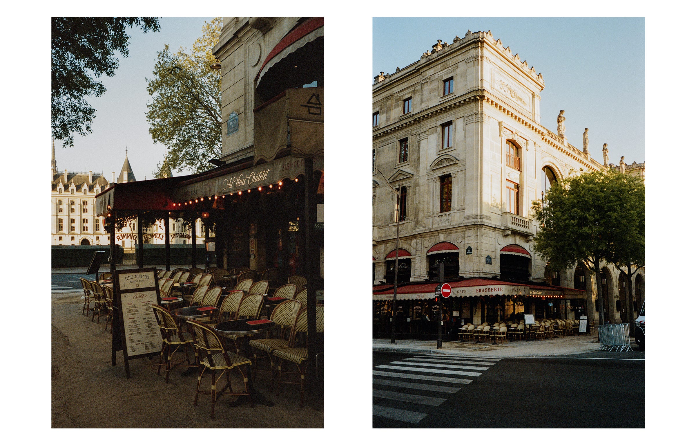 Two frames from 7AM on the banks of the Seine. Paris, 2025